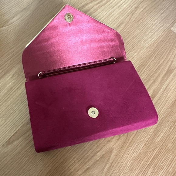 Charming Tailor Evening Clutch, Suede, Magenta, NWOT - Picture 2 of 5